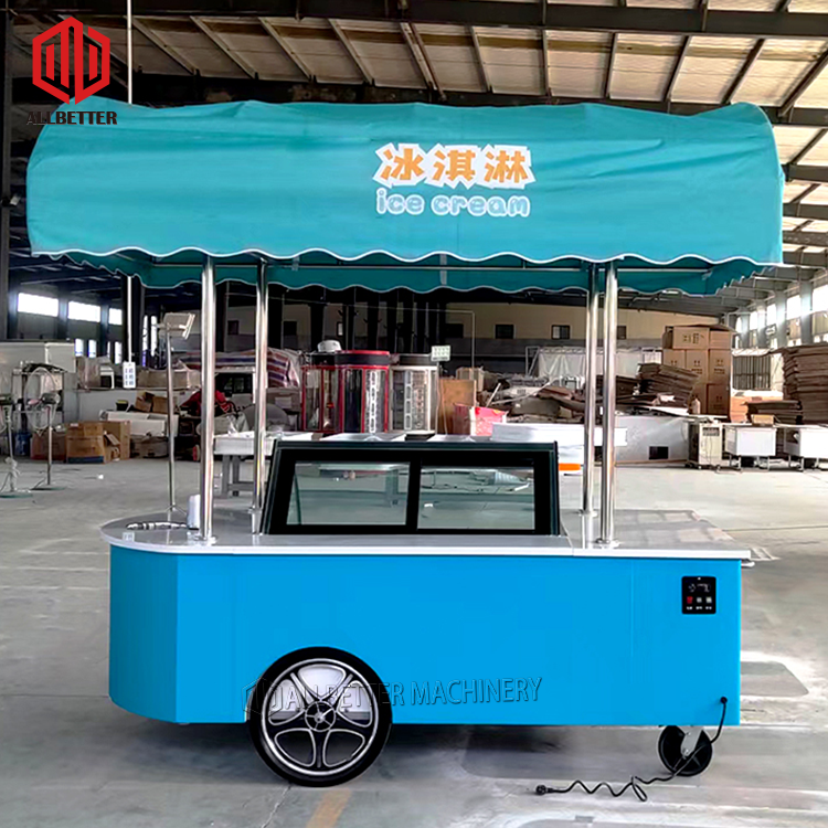 Mobile Food Kiosk Ice Cream Push Cart Mini Food Trailer Coffee Car Ice Cream Push Cart Electric Mini Shopping Trolley Cart