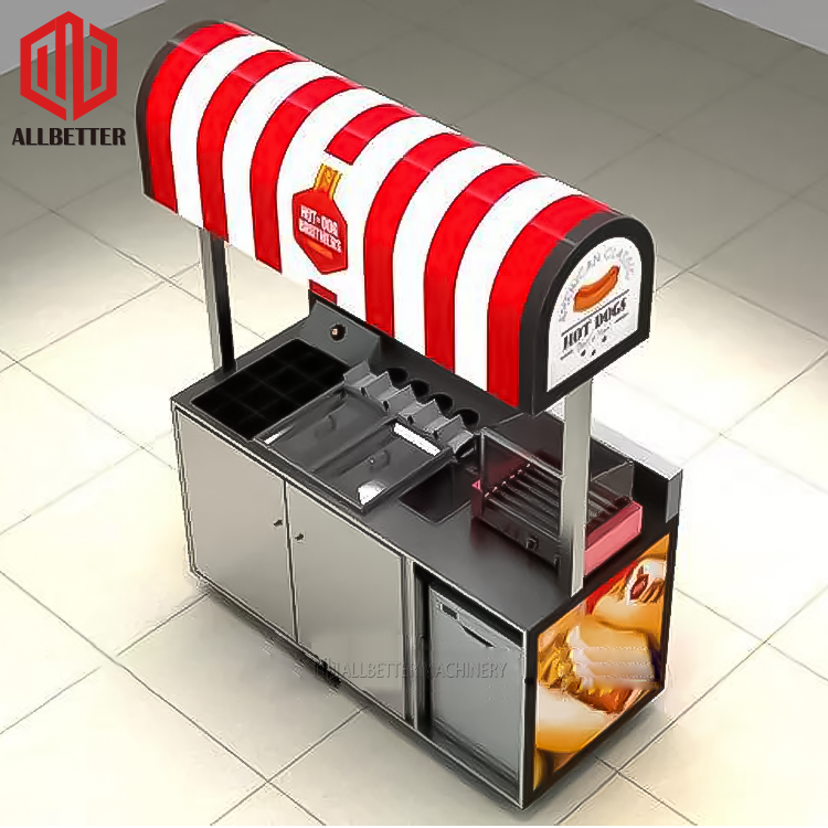 Professional Hot Dog Stand Street Snack Food Cart Ice Cream Mobile Food Carts for Sale Factory Selling Street Galvanized Sheet