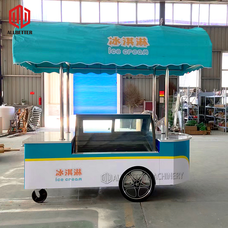 Mobile Food Kiosk Ice Cream Push Cart Mini Food Trailer Coffee Car Ice Cream Push Cart Electric Mini Shopping Trolley Cart