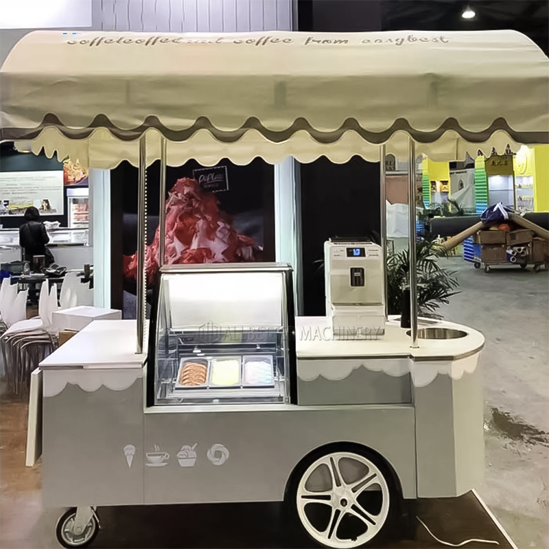 Food Shop Taco Van Pizza Juice Kiosk Candy Cart Hand Push Food Cart Small Food Trailer Hot Dog Ice Cream Cart Customised