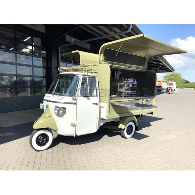 ALLBETTER Custom Electric Tricycle Tuktuk Coffee Pizza Hot Dog BBQ Cart Food Truck Food Truck Piaggio Ape For Sale