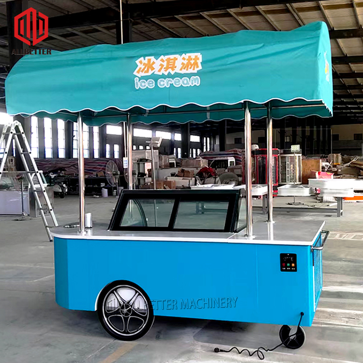 Mobile Food Kiosk Ice Cream Push Cart Mini Food Trailer Coffee Car Ice Cream Push Cart Electric Mini Shopping Trolley Cart