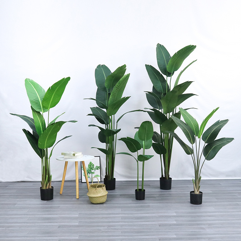 High quality outdoor indoor tropical faux plant traveller banana leaves bonsai artificial tree for home decor.