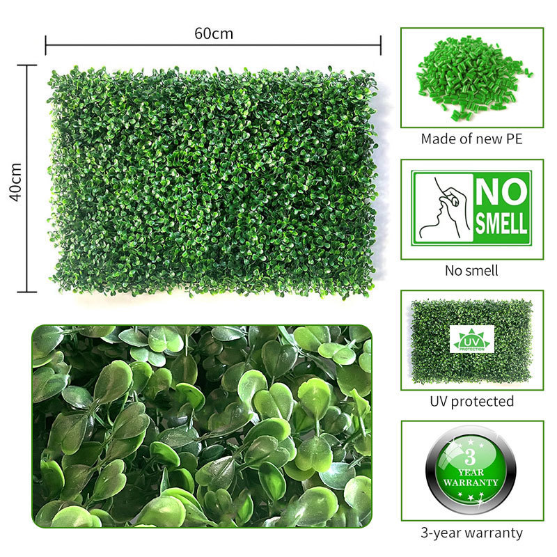 Cheap Milan Grass Wall panel Anti-UV Plastic High Quality Hedge Boxwood Panels Green Plant Vertical Artificial Garden Wall grass