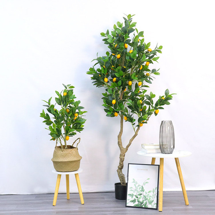 Simulation green plant potted indoor fruit bonsai floor ornaments decorative Artificial Potted Lemon Tree for outdoor garden.