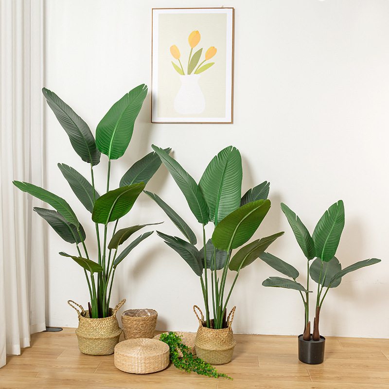 High quality outdoor indoor tropical faux plant traveller banana leaves bonsai artificial tree for home decor.