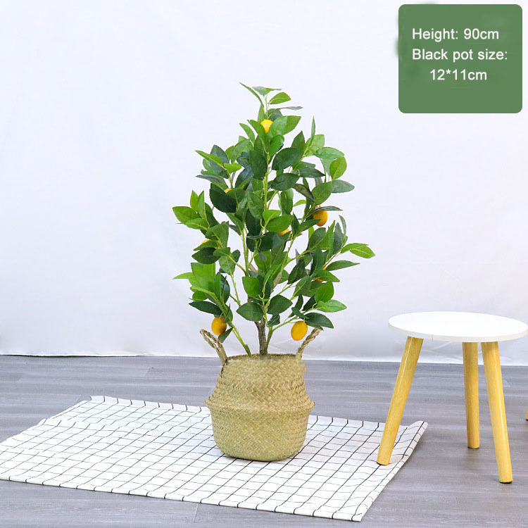 Simulation green plant potted indoor fruit bonsai floor ornaments decorative Artificial Potted Lemon Tree for outdoor garden.