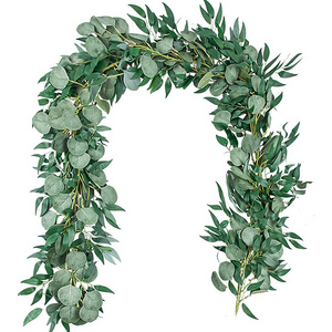 Hanging Wedding Party Home Wall Decor Garland  Artificial Wreath Green Willow Leaves for decoration indoor