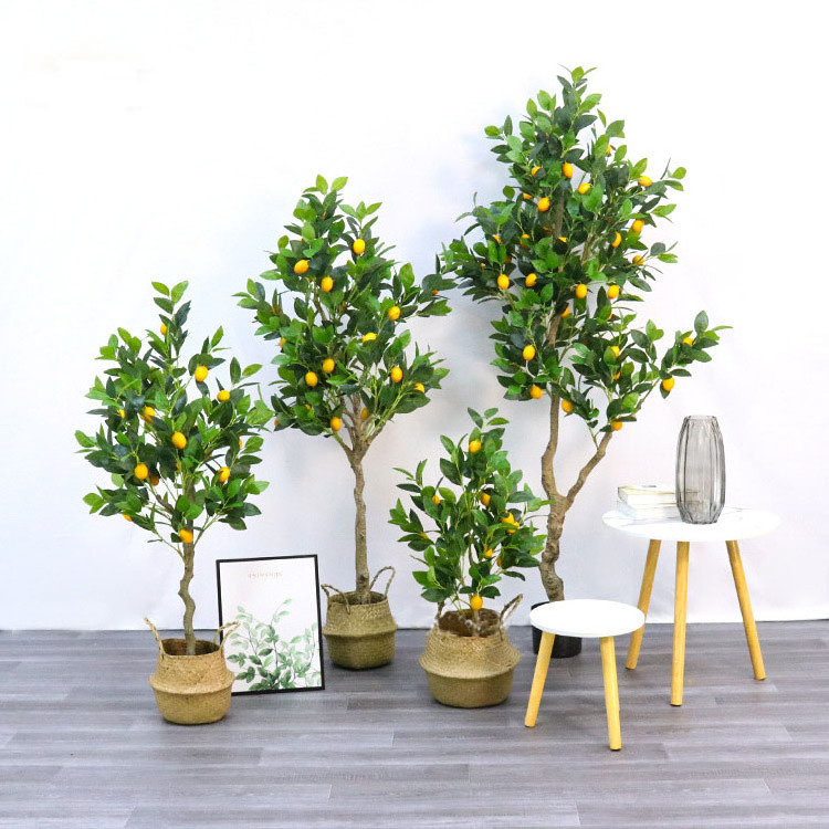 Simulation green plant potted indoor fruit bonsai floor ornaments decorative Artificial Potted Lemon Tree for outdoor garden.