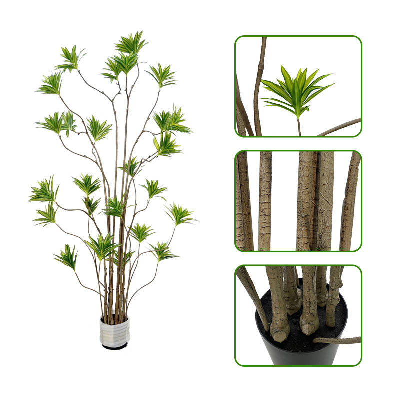 Wholesale Lily Bamboo Indoor Artificial Plant Agave Tree Living Room High Quality Potted dracaena Ornaments plant