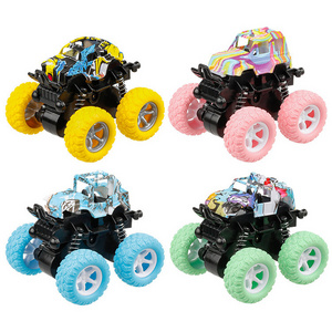 Hot sale kids toy big wheel car inertia 4 wheel drive offroad vehicle stunt macaron graffiti offroad car