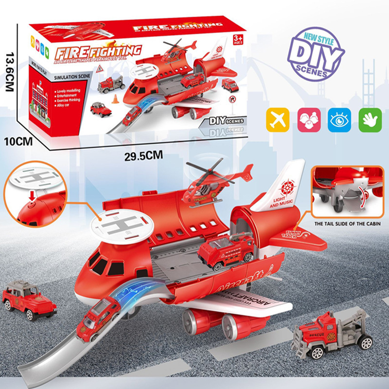 Airplane Toys Set with Transport Cargo Engineering Theme Vehicles car Toy Aircraft Storage Model