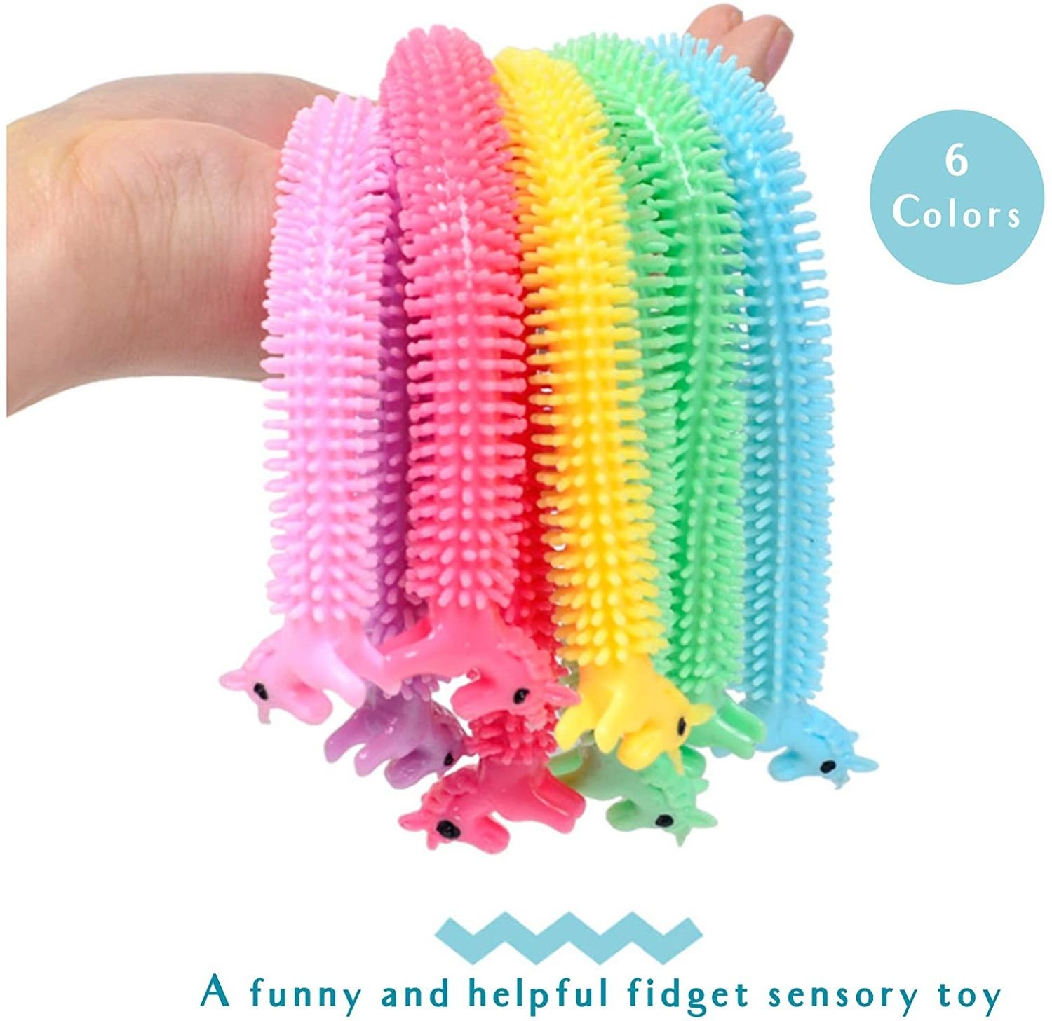 Stretchy String Fidget Toys Long Noodle Stretch Rubber Worm Caterpillar Toy Stress Relief Fidget Sensory Toys