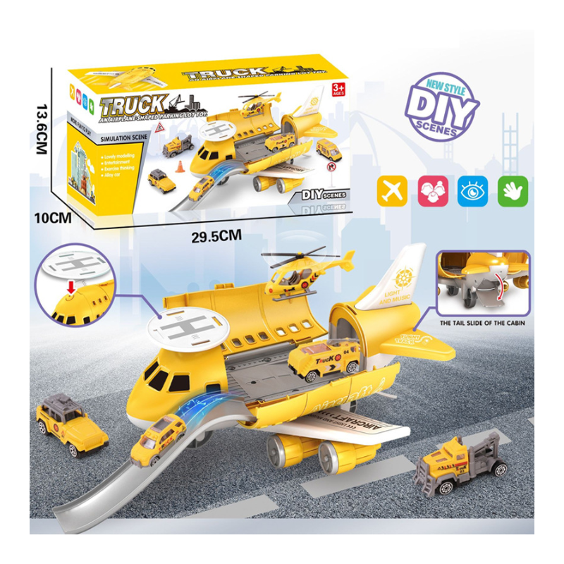 Airplane Toys Set with Transport Cargo Engineering Theme Vehicles car Toy Aircraft Storage Model