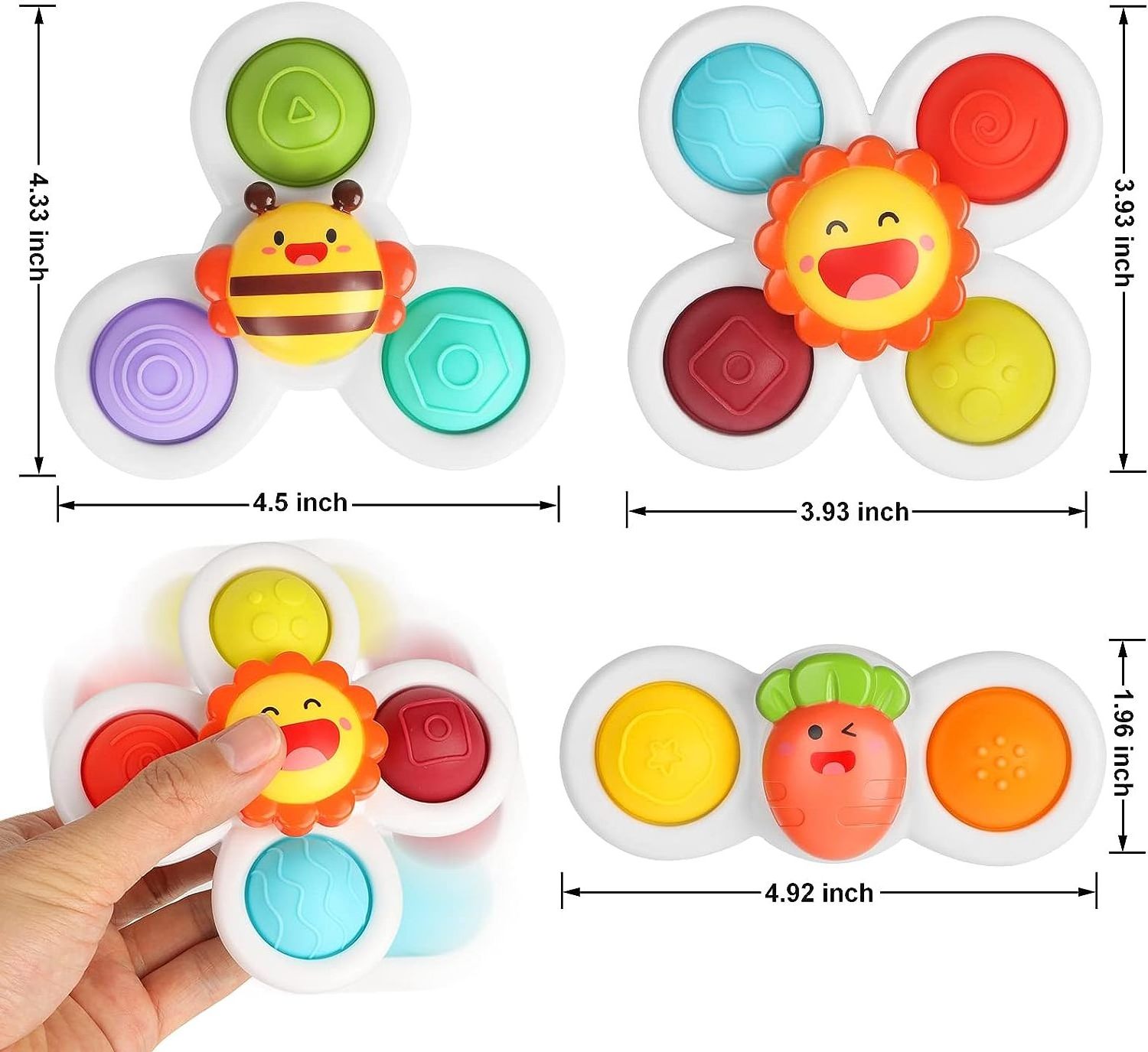 Baby Bath toys Insect suction cup rotating toy baby ring the bell children rotating finger gyro set cute rotary windmill