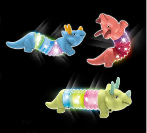 Animal Design light up Pop Tube Toy LED Stretch Novelty Spring Dog Tubes Sensory Bellows shark dolphin Dinosaur Pop Tube toys