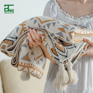 ALLCH  Boho Throw  Knitted Tassel Vintage Throw Blankets Soft Lightweight Decorative Throw Blanket Warmer Raschel Blanket