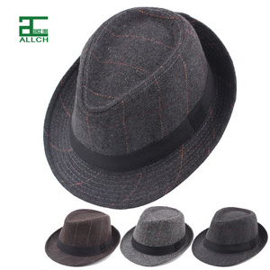 ALLCH RTS Winter Wholesale Faux Wool Felt HAt Fedora Mens Fedora Hats Wool Felt Classical Design Cowboy Hat