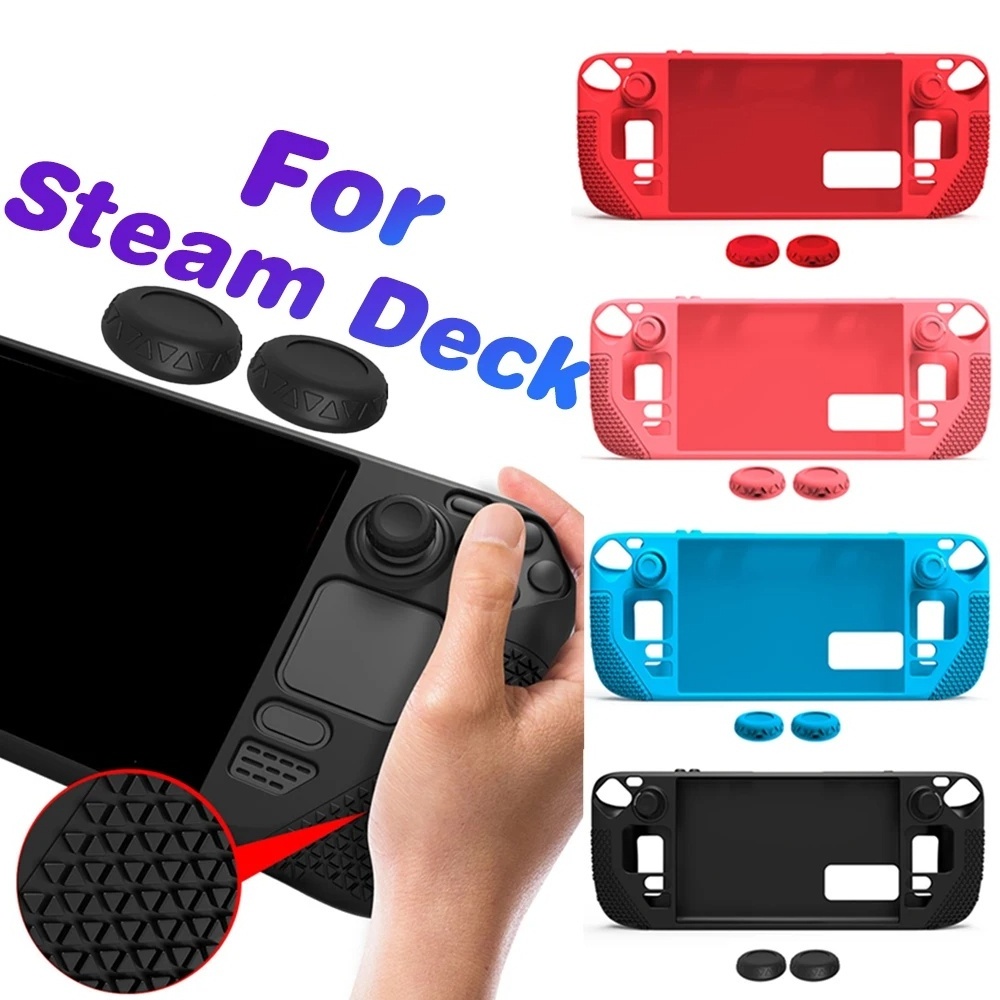 1Set Anti-Slip Protective Case For Steam Deck Game Console Silicone Host All-Inclusive Anti-Fall Skin Cover Soft Grip Cap Kit