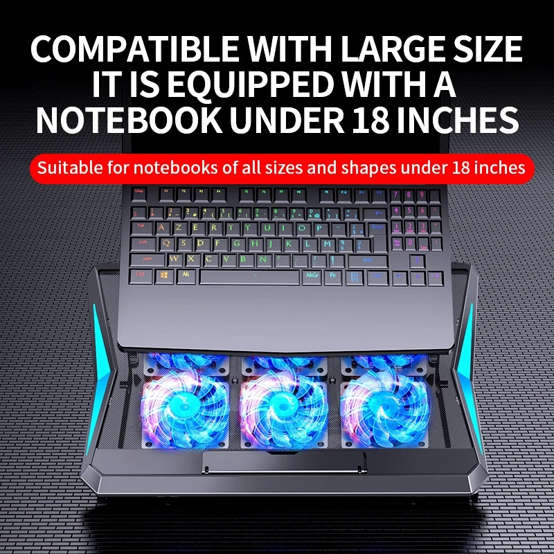 Gaming Laptop Cooler With Six Fans Portable Notebook Cooling Pad Stand Compatible with 10-18 Inch Tablet PC