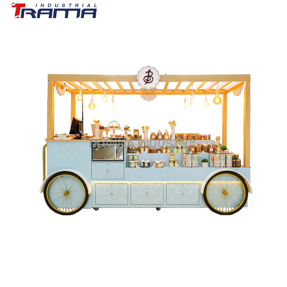 Tranna Hamburger hot dog carts mobile churros cart utility restaurant service trolley modern coffee shop