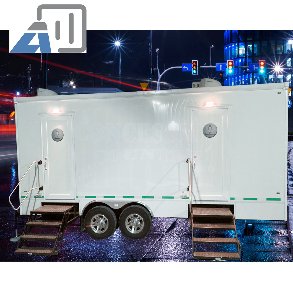 China Wholesale Mobile Luxury Bathroom Trailer  Custom Portable Restroom Trailer Used Portable Toilet Trailers For Sale