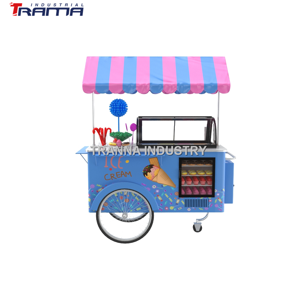 Gelato ice cream food vending carts Unique metal street lottery mobile car with window