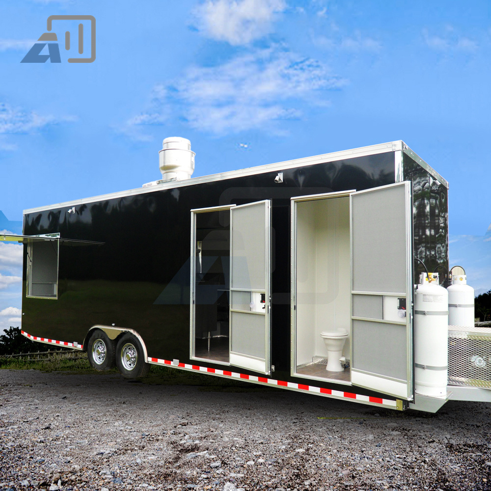 Traveling Food Caravan with Sliding Windows Electric Heated Food Mobile Cart Cooling Mobile Van