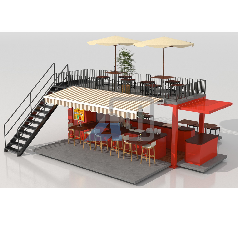 20 FT Container Pop Up Shop Fast Food Container Restaurant Expandable Container Coffee Bar With Catering Kitchen Equipment