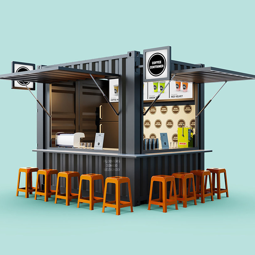 China Container Coffee Shop Price 20FT 40FT Prefab Coffee Kiosk Shipping Container Cafe With Kitchen Equipment