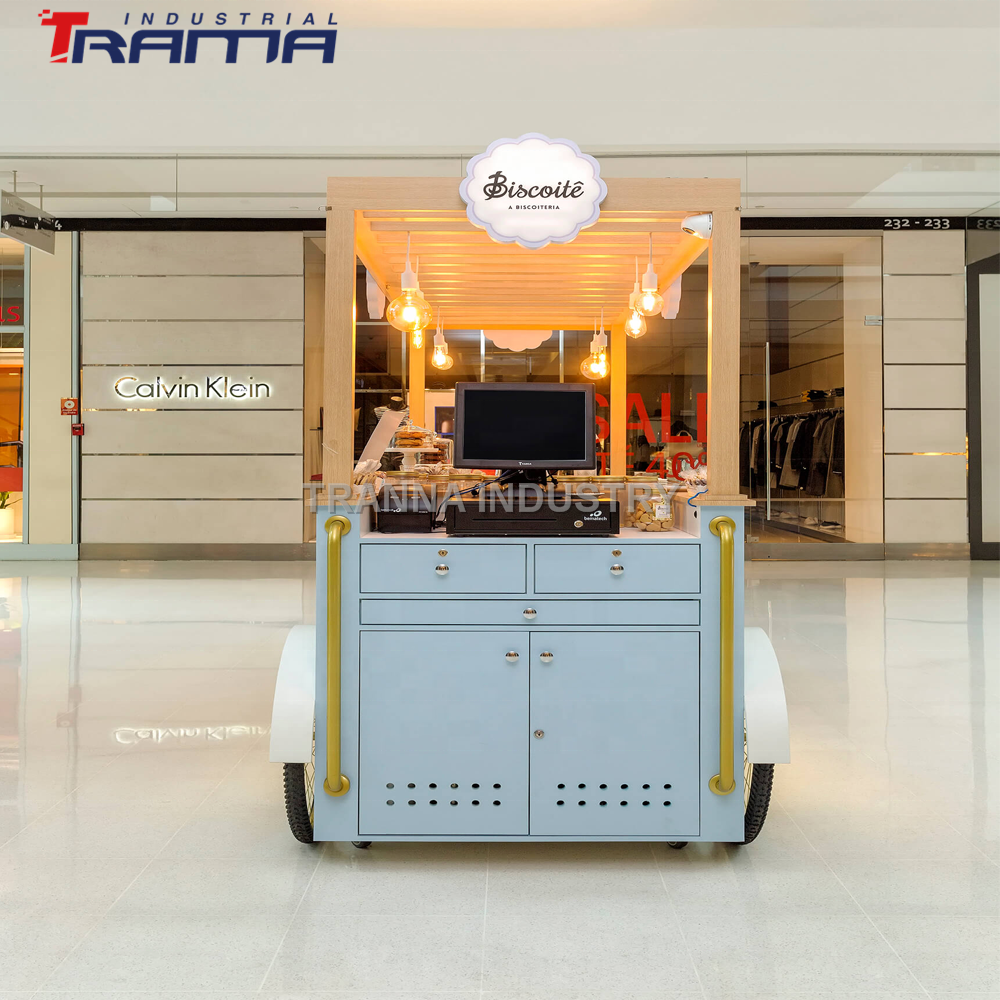 Tranna Hamburger hot dog carts mobile churros cart utility restaurant service trolley modern coffee shop