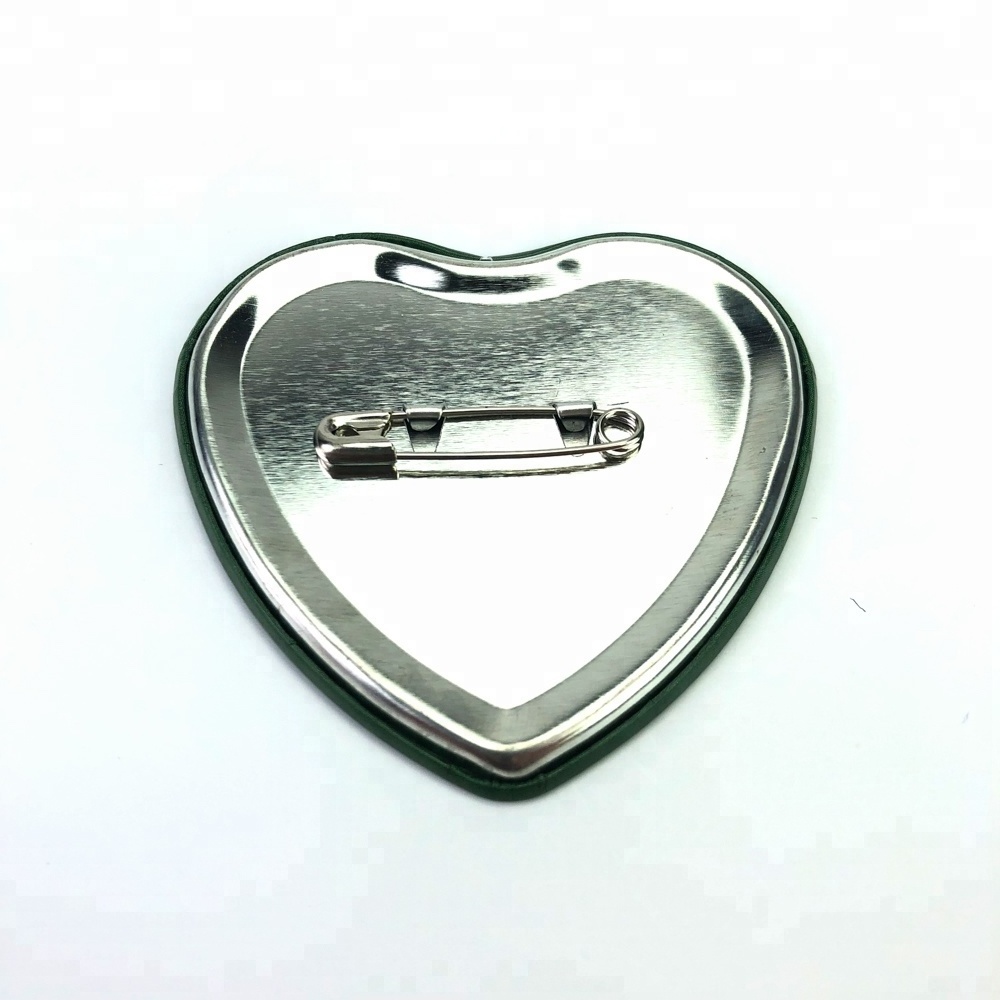 Wholesale cheap durable custom 58mm heart-shaped tinplate button badge maker