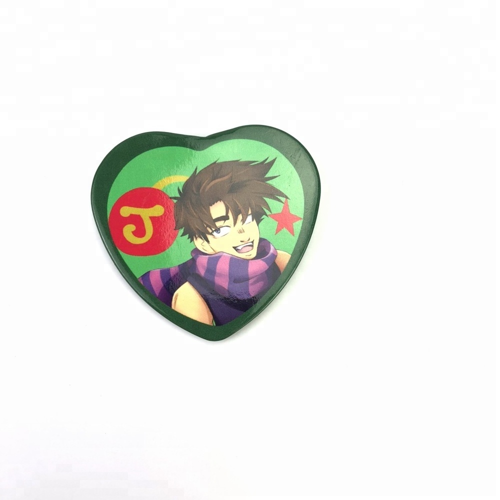 Wholesale cheap durable custom 58mm heart-shaped tinplate button badge maker