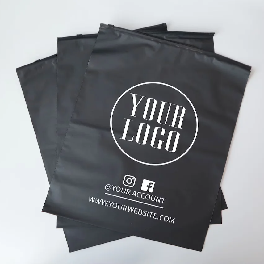 Custom Clothes Packaging Zip Lock Bag Biodegradable Matt Black Frosted PVC PE Plastic Clothing Ziplock Zipper Bag With Logo