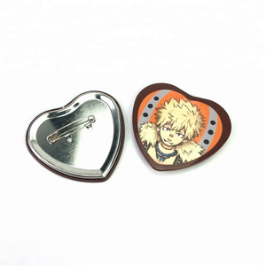 Wholesale cheap durable custom 58mm heart-shaped tinplate button badge maker