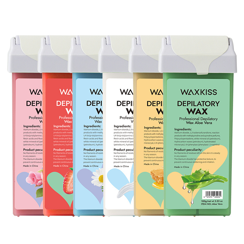 Waxkiss Factory Supply High Quality Roll-On Wax Cartridges For Hair Removal Painless 100ml Roll On Cartridge Wax For Depilation