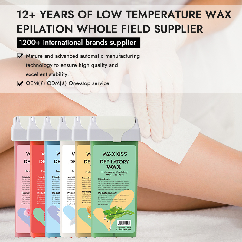 Waxkiss Factory Supply High Quality Roll-On Wax Cartridges For Hair Removal Painless 100ml Roll On Cartridge Wax For Depilation