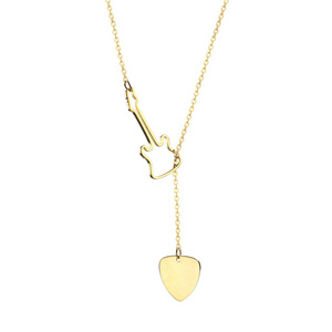 Fashion simple Jewelry Stainless Steel Titanium hollow gold Guitar pick Pendant Cool Necklace