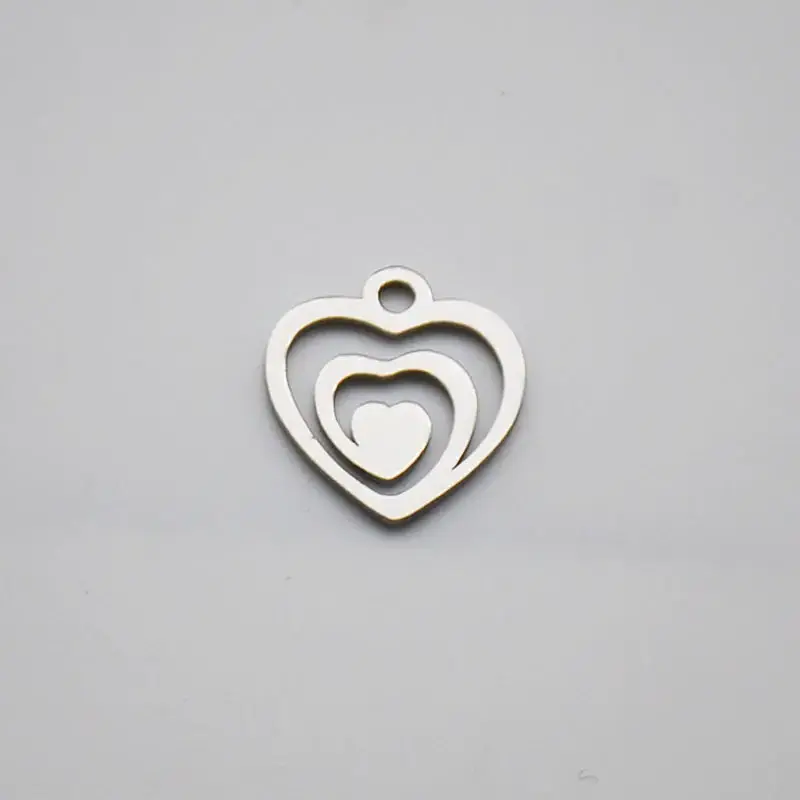 custom laser Engravable stainless steel multi styles blank Heart Pendant Charm for Necklace Bracelet Jewelry