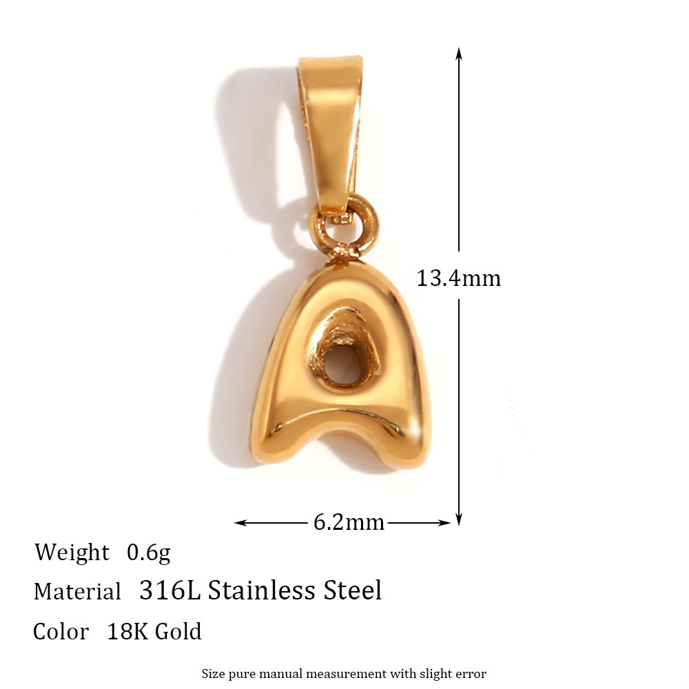 2023 Minimalist Personalized new gold plated stainless steel Balloon bubble 26 Letters Initials Charm Pendant for women necklace