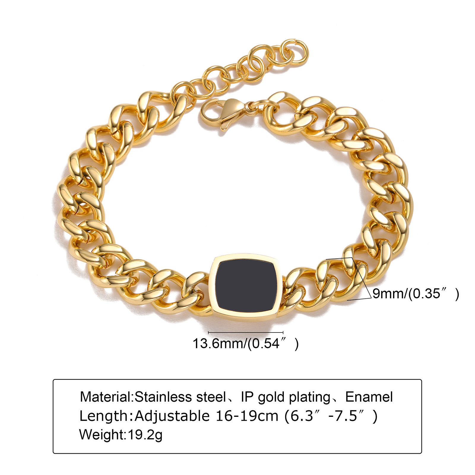 2024 thick link 18k IP gold plated tarnish free stainless steel women chain bracelet chunky cuban link chain wholesale jewelry