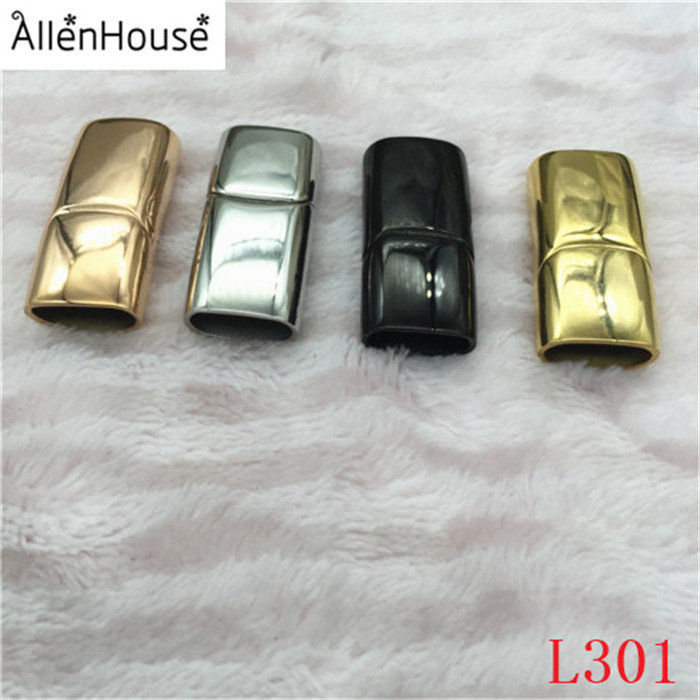 laser logo 12X6 MM non fading gold/rose gold/black/silver oval flat leather stainless steel clasps for leather bracelets