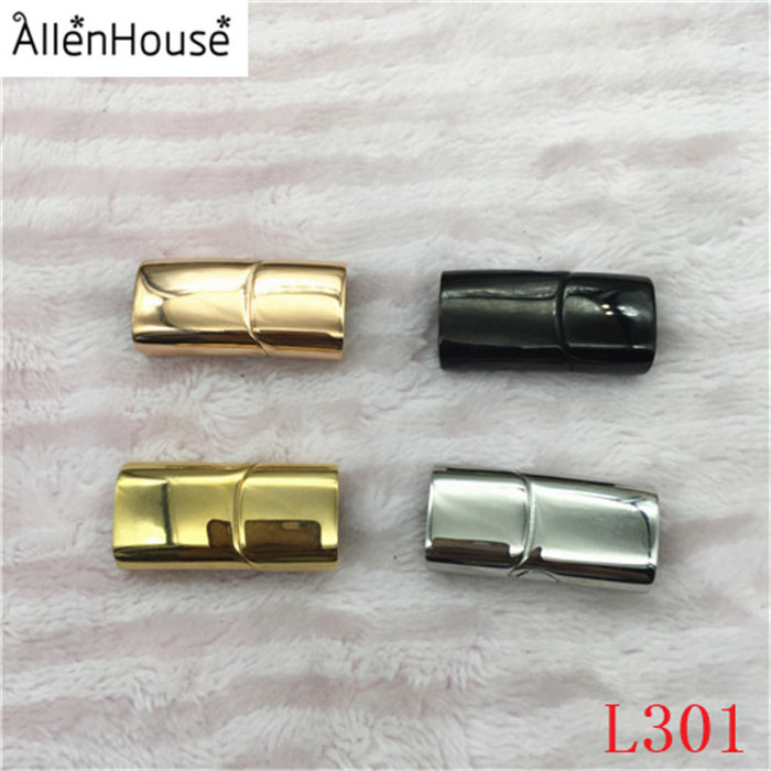 laser logo 12X6 MM non fading gold/rose gold/black/silver oval flat leather stainless steel clasps for leather bracelets