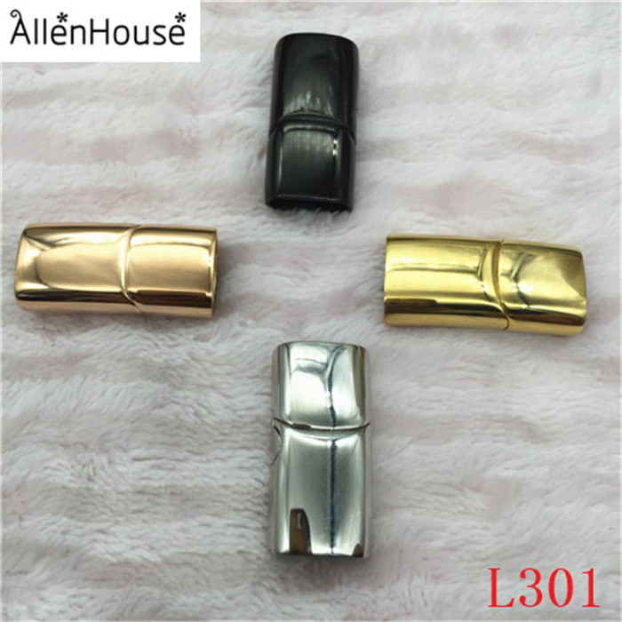 laser logo 12X6 MM non fading gold/rose gold/black/silver oval flat leather stainless steel clasps for leather bracelets