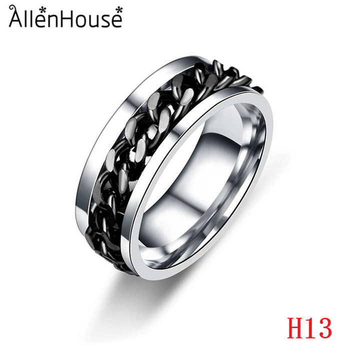 2017 Fashion Men's Ring The Punk Rock Accessories Stainless Titanium Steel Chain Spinner rotation Rings