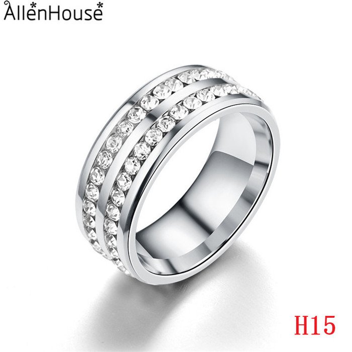 4 colors Stainless steel cheap rings with Cubic Zirconia Stones for sale