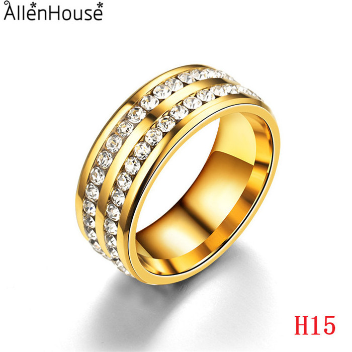 4 colors Stainless steel cheap rings with Cubic Zirconia Stones for sale