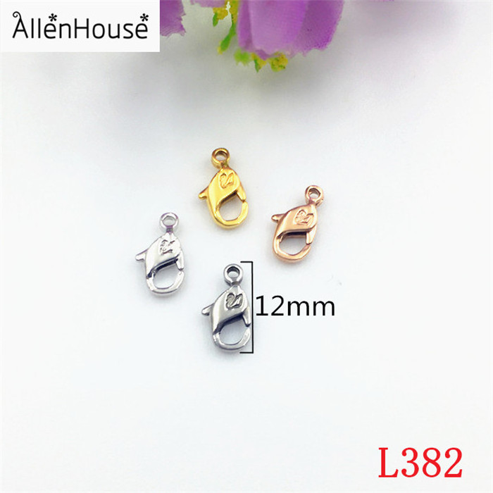 Manufacturer Bulk sale laser print logo rose gold 316 Stainless Steel Lobster Clasp with Swan pattern