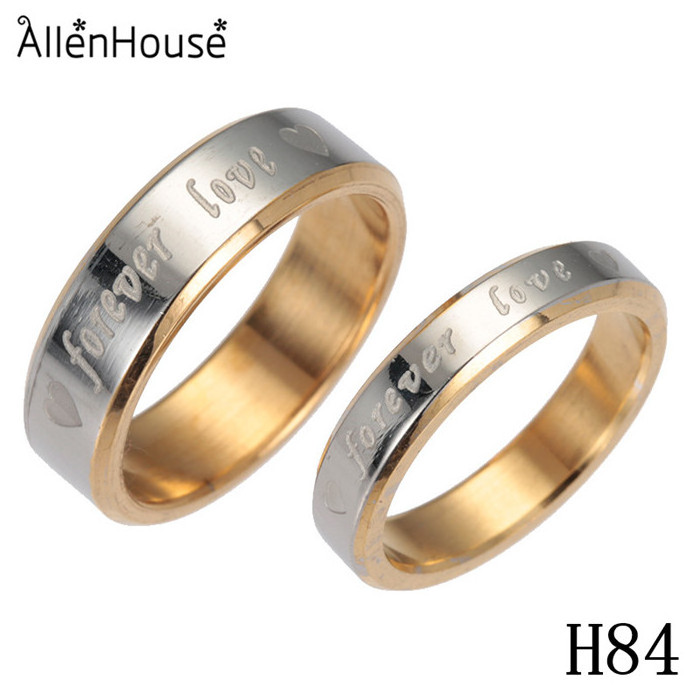 High Quality 316L Stainless Steel silver And Gold Forever Love Circle Couple Rings