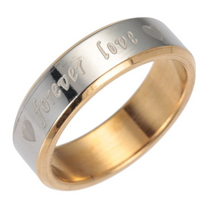 High Quality 316L Stainless Steel silver And Gold Forever Love Circle Couple Rings